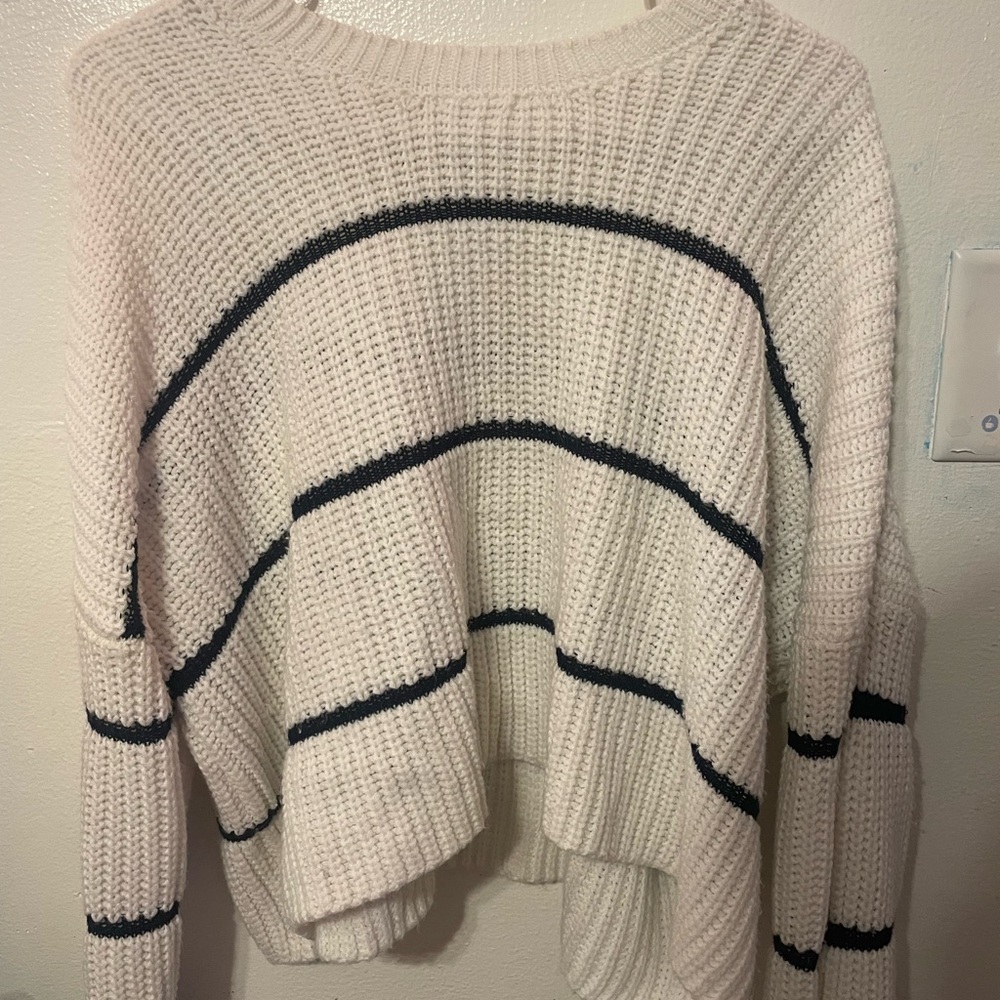 moon & madison Cream and Black Striped Sweater